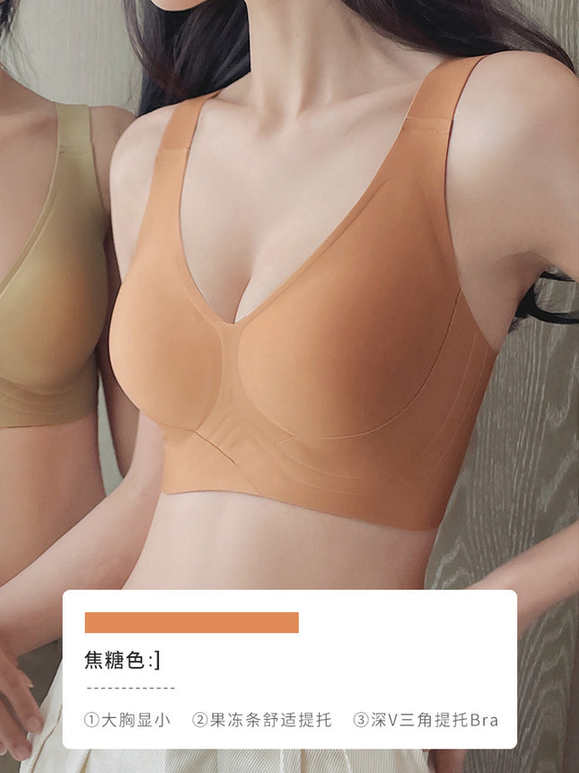 Large Cup Traceless Underwear Women's Gathering Big Chest Shown Small Gathering Parammary Breast Without Steel Ring Anti-sagging plus size Comfortable Bra for Women