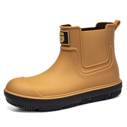 Foreign trade couple's rain shoes men's and women's outdoor waterproof non-slip rubber shoes short tube fashion rain boots men's fleece-lined wear-resistant water shoes