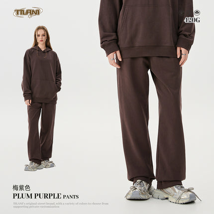 TILANI Men's 2025 Heavy Terry Sweater Pants American Style Trendy Brand Solid Color Trendy Men's suit Hoodie Straight Pants