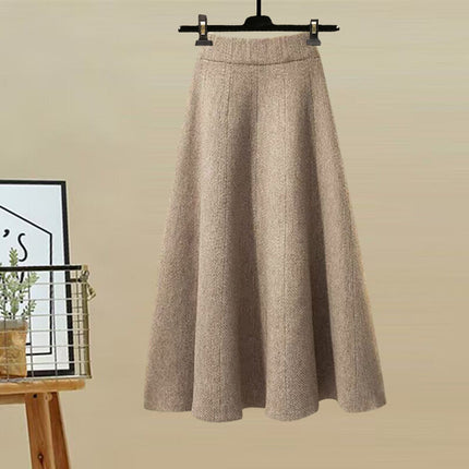 Autumn and Winter suit Women's 2024 New Design Sense High Neck Knitted Sweater Women's Covering Cross Slim Skirt Two-Piece Set