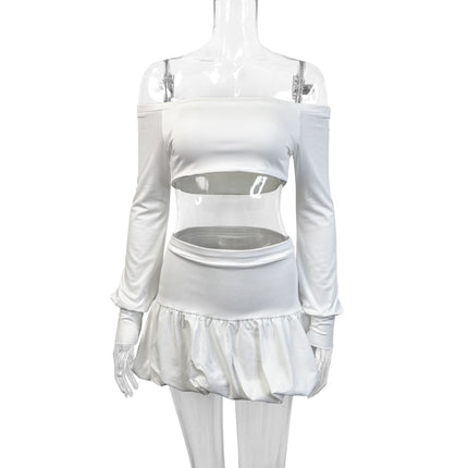 Cross-border Amazon spring women's fashion miniskirt European and American sexy crop top slim half skirt suit