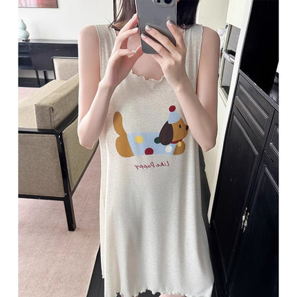Vest-Style Nightgown, Sleeveless Dress, Pajamas, Suspender Dress, Home Wear, Can Be Worn Outside, Short Style, Sweet and Cute Style