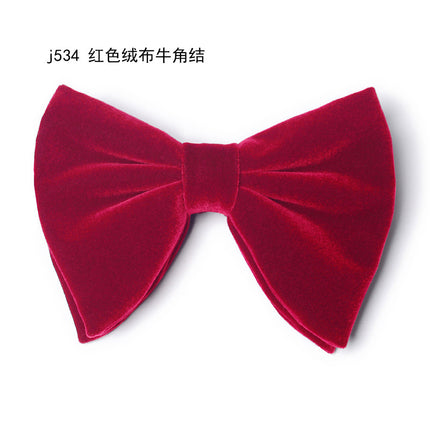 Imitation Horn Black Bow Tie Men's Formal Banquet Wedding Groom and Best Man High-End Velvet Pure Color Bow Tie for Women