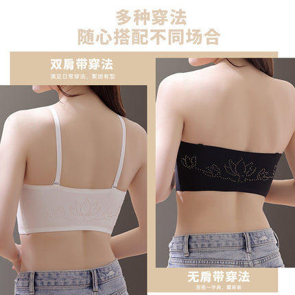 Strapless Underwear Women's Invisible Bra Small Chest Push-up Non-slip Strapless Girls' Girls' Non-steel Ring Beautiful Back Wrapping Chest Less Women
