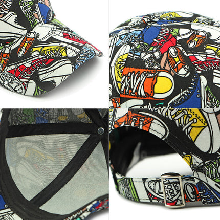 Women's Spring and Summer Sun Protection Visor Hat, Fashionable Ripped Graffiti Print Letter Baseball Cap, Men's Hard Brim Cap