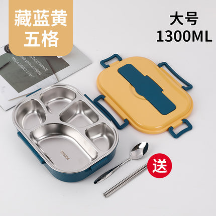 304 stainless steel student lunch box with lid office worker compartment lunch box ins style deepened heat preservation lunch box microwave oven