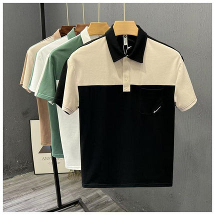 Lapel Short-Sleeved Polo Shirt Men's Trendy Summer T-Shirt Korean Style Slim Trendy 2025 New Casual T-Shirt Top