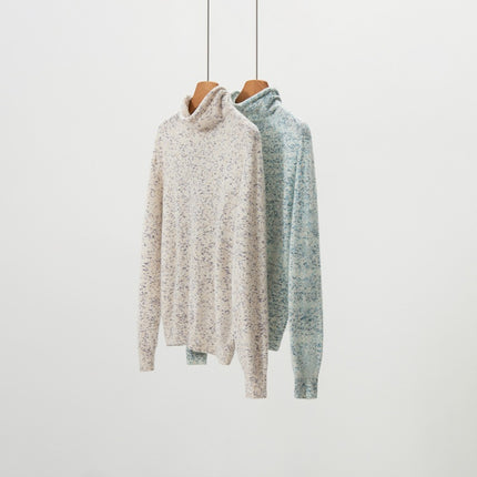 Pile Collar Knitwear Women's Wool Bottoming Shirt Cashmere Knitwear Autumn and Winter First-Line Soft Pure Color Waxy Pile Collar Dot Yarn