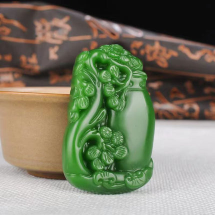 High-Quality Imitation Hetian Jade Jasper Spinach Green Outer Mongolia Material Pendant Jade Jewelry Pendant for Sales Opening Gift Live Broadcast Model