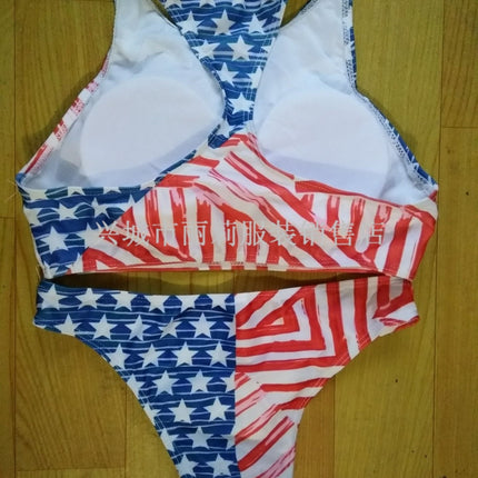 17 years new European and American swimsuit printed small fresh split women's swimsuit sexy bikini women's swimsuit