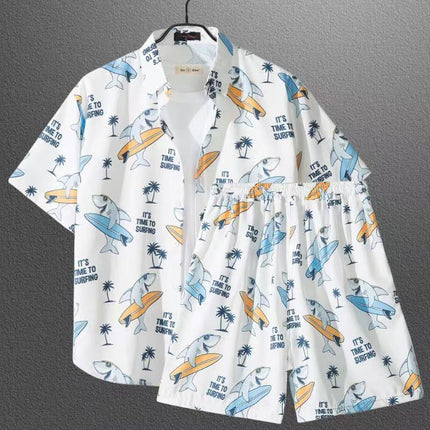 Short Sleeve Flower Shirt Hainan Island Beach Suit Sanya Hawaiian Style Thailand Travel Male Couple Summer Thin suit