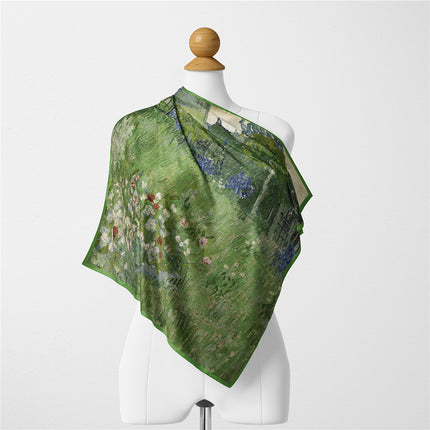 French 53cm new Van Gogh oil painting dobinis garden flower twill decorative small square scarf small scarf scarf