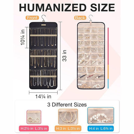 Hanging Jewelry Storage Bag Double-Sided Foldableable with Metal Hook Pvc Anti-Oxidation Suitable for Earrings, Necklaces and Rings