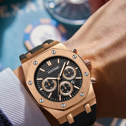 Foreign Trade Products: Men's Watch with Three Dials, Multi-Functional, Sports, Waterproof, Men's Fashion Casual Watch, Cross-Border Hot-Selling Item
