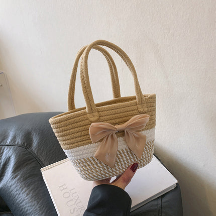 Handmade Woven Bag Women's Fashionable New Ethnic Style Straw Woven Bag Mori Style Beach Seaside Large Capacity Vegetable Basket Bag