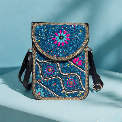 Bohemian Women's Mobile Phone Bag Xinjiang Inner Mongolia Yunnan Travel Souvenir Retro Heavy Industry Rice Bead Shoulder Bag
