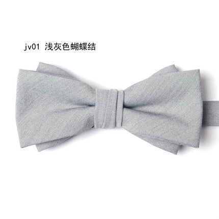 Imitation Horn Black Bow Tie Men's Formal Banquet Wedding Groom and Best Man High-End Velvet Pure Color Bow Tie for Women