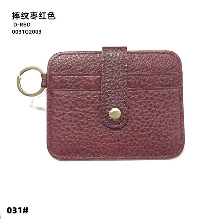 Vintage Oil Wax Leather Buckle Genuine Leather Card Holder Men's Multifunctional Cowhide Women's Coin Purse with Key Ring Driver's License Holder