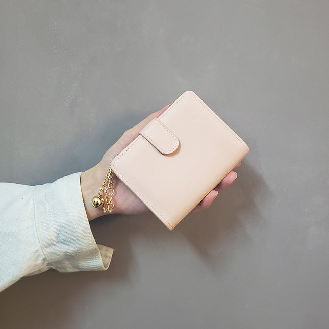 ins New Solid Color Single Zipper Large Capacity Women's Clutch Bag Short Coin Purse Fashionable Cute OL Card Bag