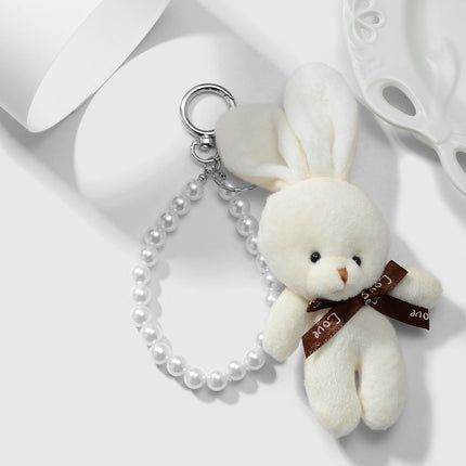 Cross-border explosions cute exquisite high-value plush ball doll rabbit simulation glass beads keychain bag pendant