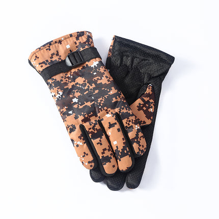 Men's ski gloves winter thickened non-slip riding fleece-lined warm gloves winter wind and cold protection cycling wholesale