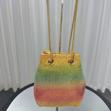 Cross-Border New Fashion Bucket Bag Banquet Dress Evening Bag Rhinestone Women's Trendy Diamond-Encrusted Handbag Evening Wear