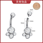 Steel color (1.6*10mm+head 4+6mm) / 4 diamond belly button nails