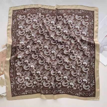 Korean Cashew Silk Scarf Women's Square Scarf Leopard Print Silk Scarf Imitation Silk Scarf Elegant Fashion Four Seasons Cross-Border Printed Scarf