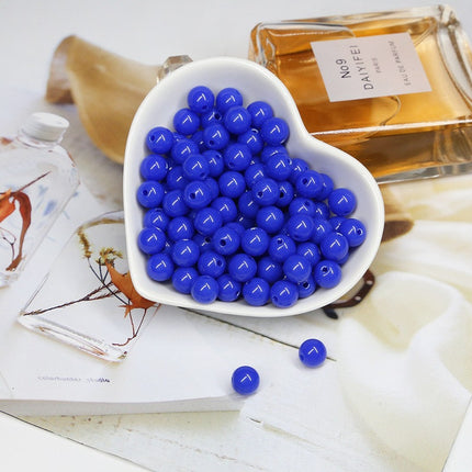 Solid color acrylic round beads handmade beaded diy accessories material Yiwu jewelry manufacturers wholesale candy color beads