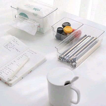 Transparent Notch Storage Box suit Drawer Storage Box Stationery Storage Box Square Cosmetic Storage Box