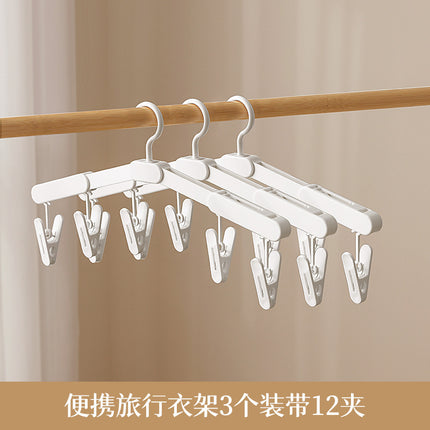 Folding hanger multifunctional clothes hanger portable clothes hanger non-slip thick seamless travel hanger with clip wholesale
