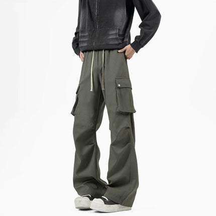American Retro Maillard Brown Paratrooper Crane Pants for Men and Women Spring Loose Straight Wide Leg Pants Casual Floor Pants