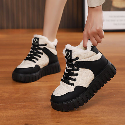 High-Top Dad Shoes for Women, 2026 Winter New Model, Sports Shoes for Students, with Added Fleece and Thickened Cotton Shoes, Kt2512-2