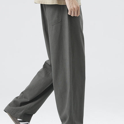 Mingge | 2025 Summer Thin Lyocell Casual Pants Men's American Retro Trendy Brand Loose Wide-Leg Straight Trousers
