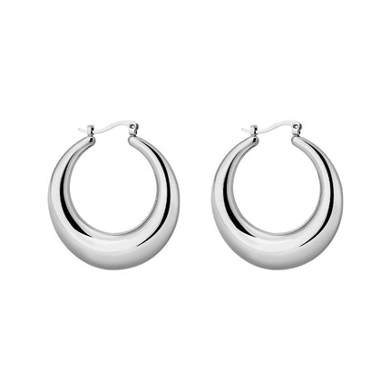 European and American Simple Round Smooth Earrings Women's Golden Small Hoop Earrings Cuff Earrings Fashion Jewelry Party
