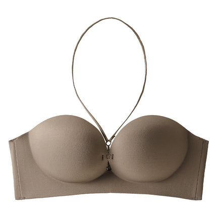 Strapless Strapless Front Buckle Underwear Women's Small Chest Push-up Non-slip Sexy Neck Hanging Shoulder Strap Bra