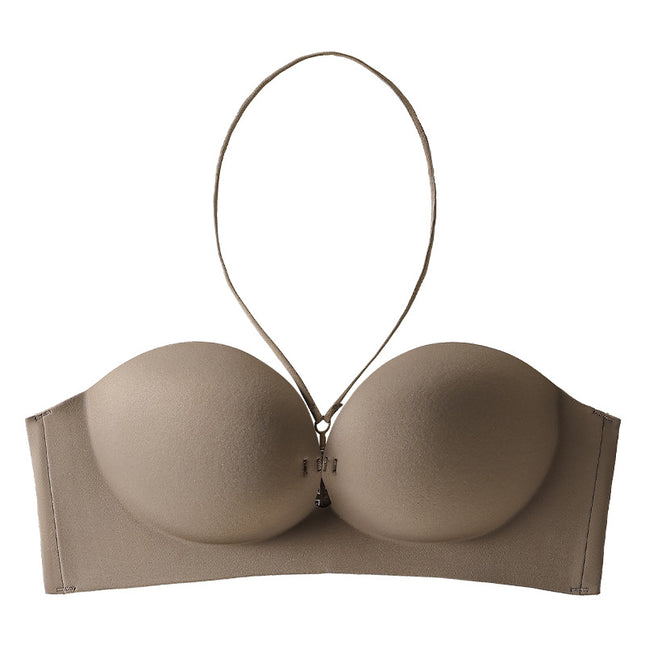 Strapless Strapless Front Buckle Underwear Women's Small Chest Push-up Non-slip Sexy Neck Hanging Shoulder Strap Bra
