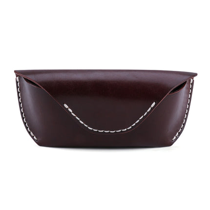 Cross-Border Hot-Selling Genuine Leather Glasses Case, Multifunctional Glasses Storage Box, Retro Sunglasses, Reading Glasses Storage Leather Box