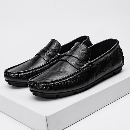 Live Broadcast Explosions Doug Shoes Men's Genuine Leather Cowhide Cross-border High-end Slip-on Foot Driving Shoes Leather Shoes Lazy Shoes for Men