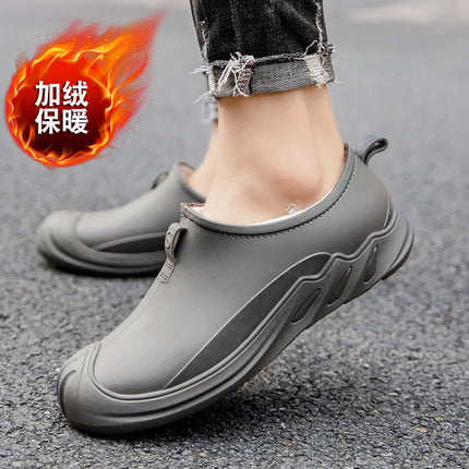 Foreign Trade Rain Boots Men's Fashionable Low-Top Water Shoes Kitchen Work Non-Slip Waterproof Rubber Shoes Fishing Autumn and Winter Fleece-Lined Short Rain Boots