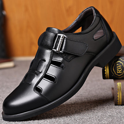 Men's Leather Shoes Summer 2025 New Breathable Business Formal Shoes Hollow Perforated Sandals Non-Slip British Style Men's Shoes