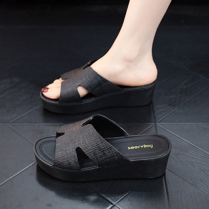 Summer flip-flops outdoor plastic non-slip fashion casual platform slippers women's indoor outdoor wedge sandals women