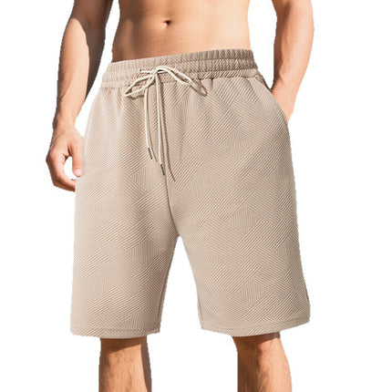 25 Cross-Border New Products Hot-Selling European and American Men's Summer Loose Heavyweight Simple Jacquard Texture Branch Line Trendyy Shorts