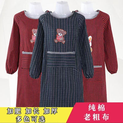 Old Coarse Cotton Apron Long-sleeved Overalls Kitchen Household Anti-oil Work Clothes Dirt-resistant Wear-resistant Adult Labor Protection