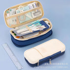 Canvas retractable pencil case [navy blue]