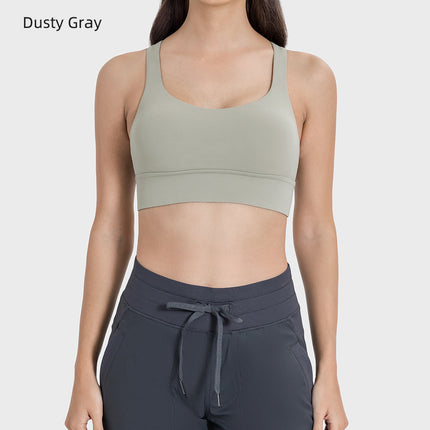 Cross-border Naked Cross-back Fitness Yoga Bra High Strength Shockproof Running Sports Underwear for Women S2010