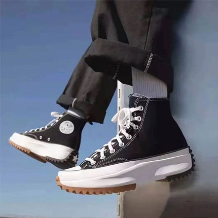 Putian shoes manufacturers muffin thick-soled women's shoes Shorty music increased saw-tooth lovers' shoes 1970s men's high-top canvas shoes