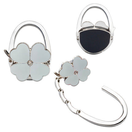 Spot Four-Leaf Clover Hanging Foldableing Portable Bag Hook Clover Pure Color Table Bag Hanging Device Handbag Bag Hook