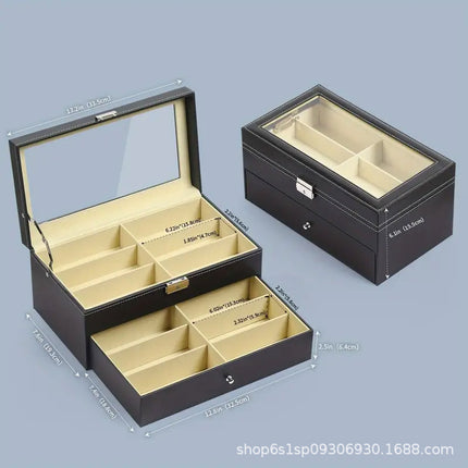Ready-Made Watch and Glasses Boxes, High-End Leather Jewelry Boxes, Jewelry Boxes, Watch Storage Boxes, Watch Wholesale Factory