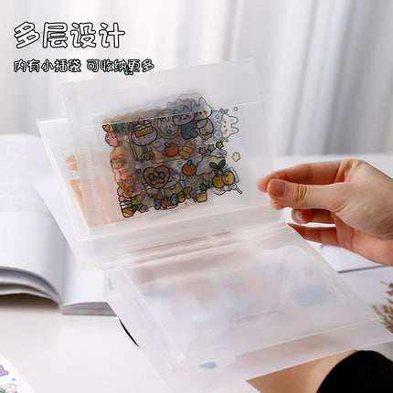Strap PP material transparent hand account sticker storage book A6 mini Office folder multi-layer business card bill holder
